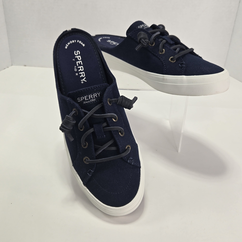 Sperry Top-Sider Crest Vibe Women's Navy Canvas Slip-On Mule Sneaker Size 7